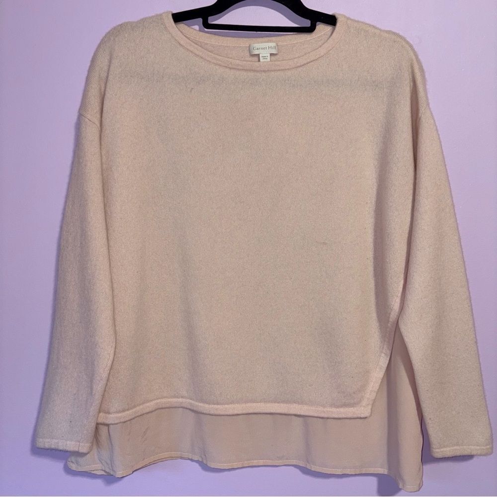 Garnet Hill Luxury Cashmere Sweater Women L Oversized Office Cozy Contemporary